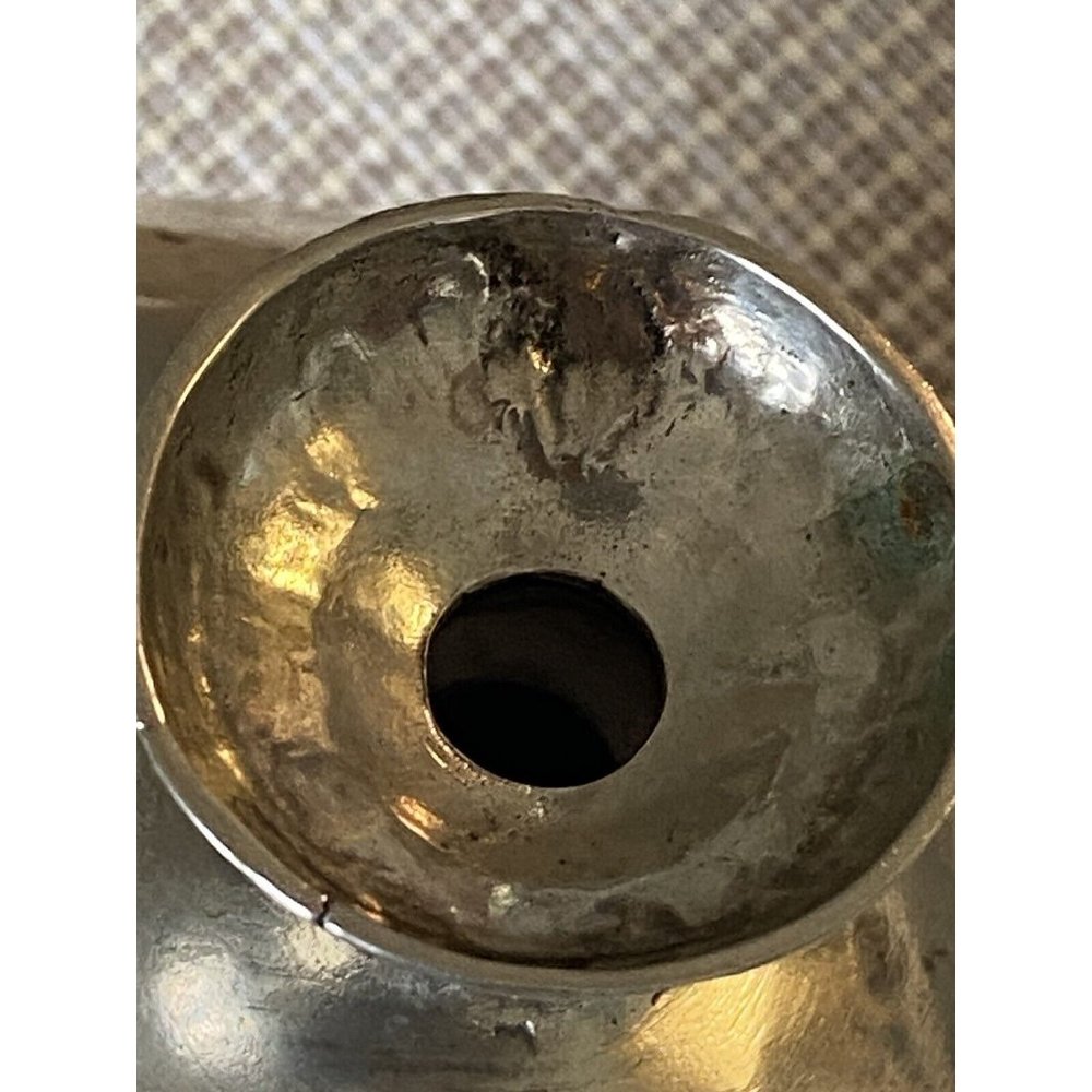 Vtg Metal Silver Color Gargoulette Jug or Botijo Water‎ Oil Jug Pitcher Handmade - Picture 11 of 16